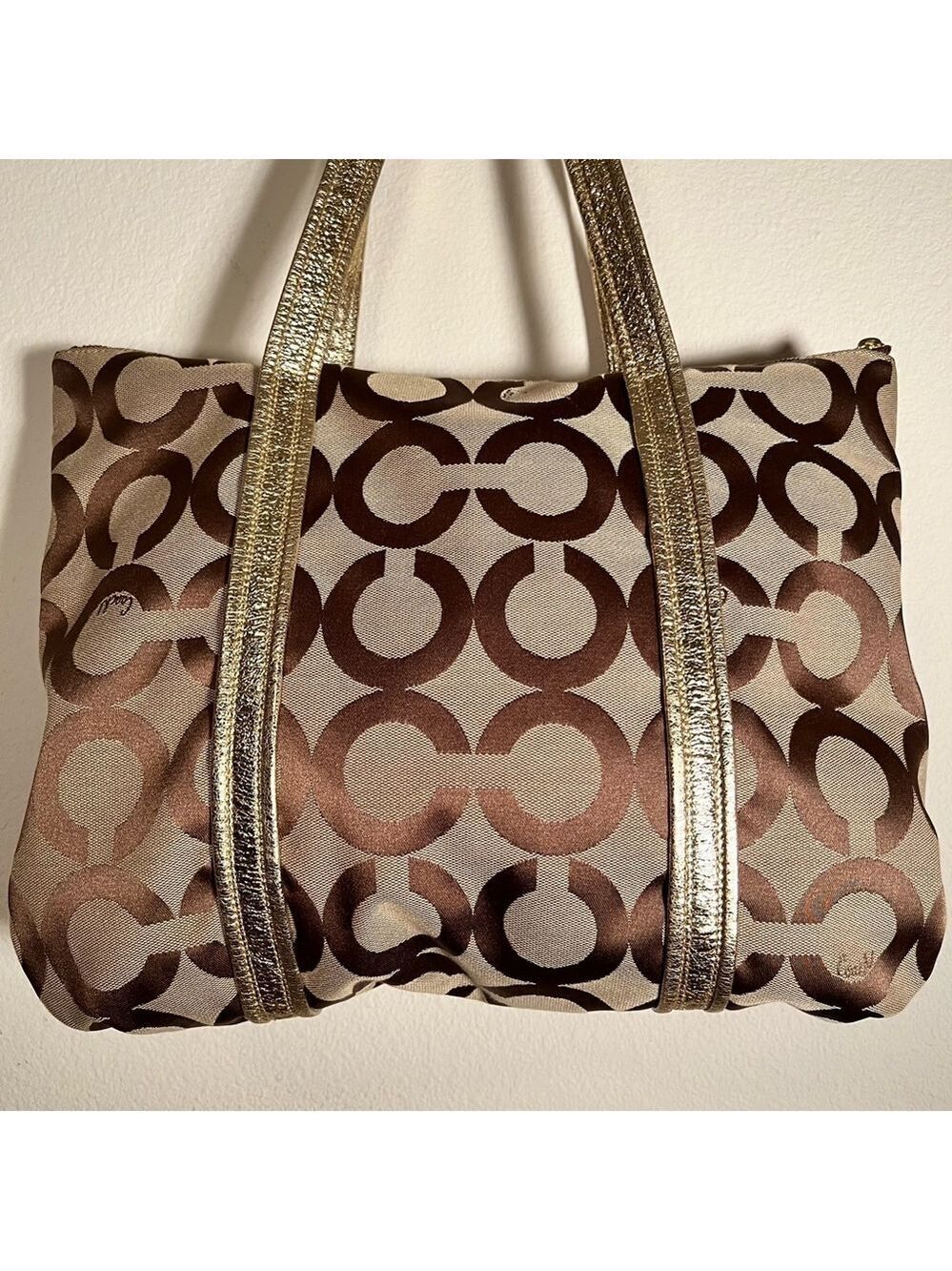 Coach Poppy Tote Large Gold Khaki - Picture 4 of 15